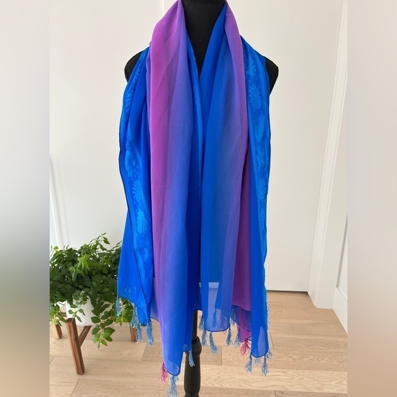 RIMA BEACH WEAR Terivoile Beach Wrap Pink Blue Ombre Swimsuit Coverup Sarong - Picture 4 of 12